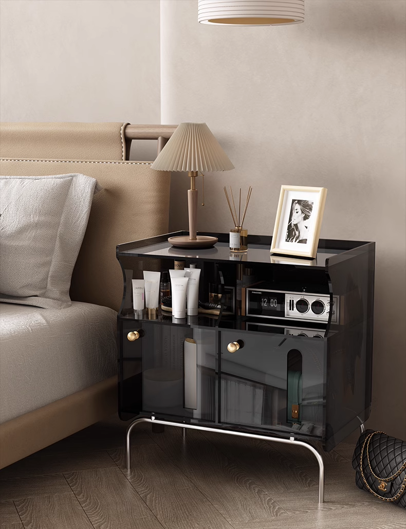 YISILE Green Crow Luxury Acrylic Side Cabinet | Vibrant Multi-Layer Accent Chest
