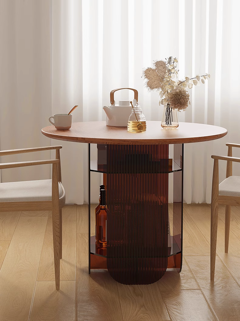 YISILE Half Moon Luxury Acrylic Dining Table | Semi-Circular Conversation Masterpiece