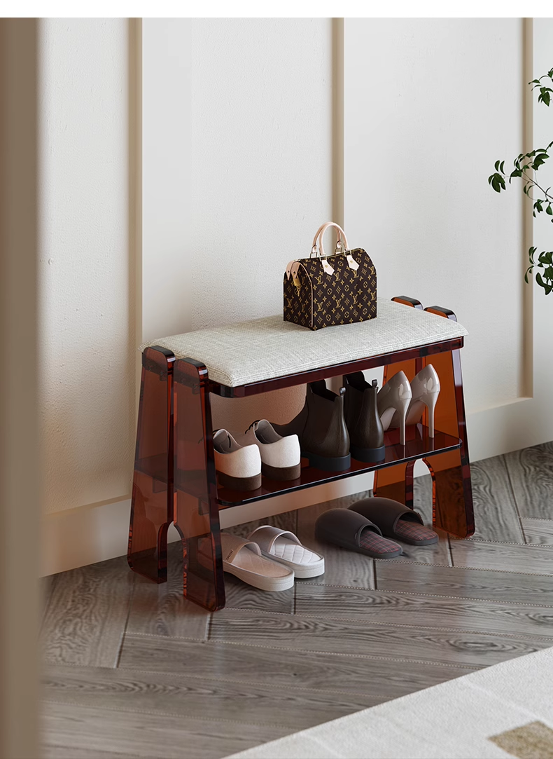 YISILE Ingenious Acrylic Shoe Bench | 18cm Ergonomic Entryway Storage Stool