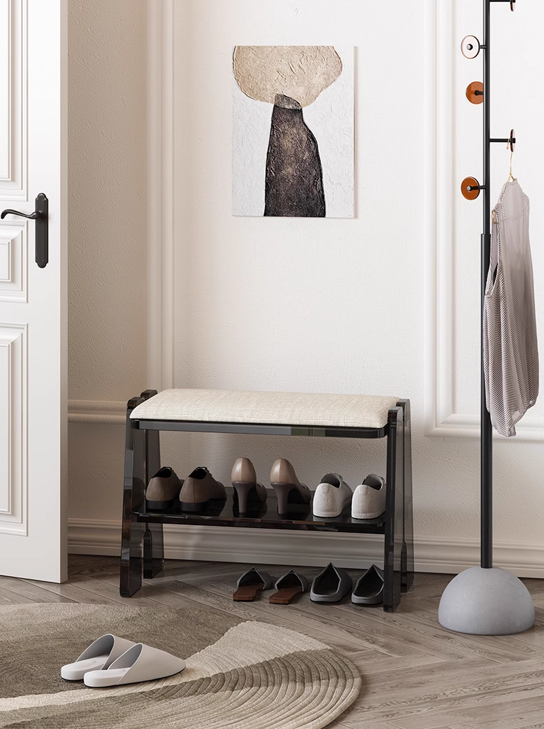 YISILE Ingenious Acrylic Shoe Bench | 18cm Ergonomic Entryway Storage Stool