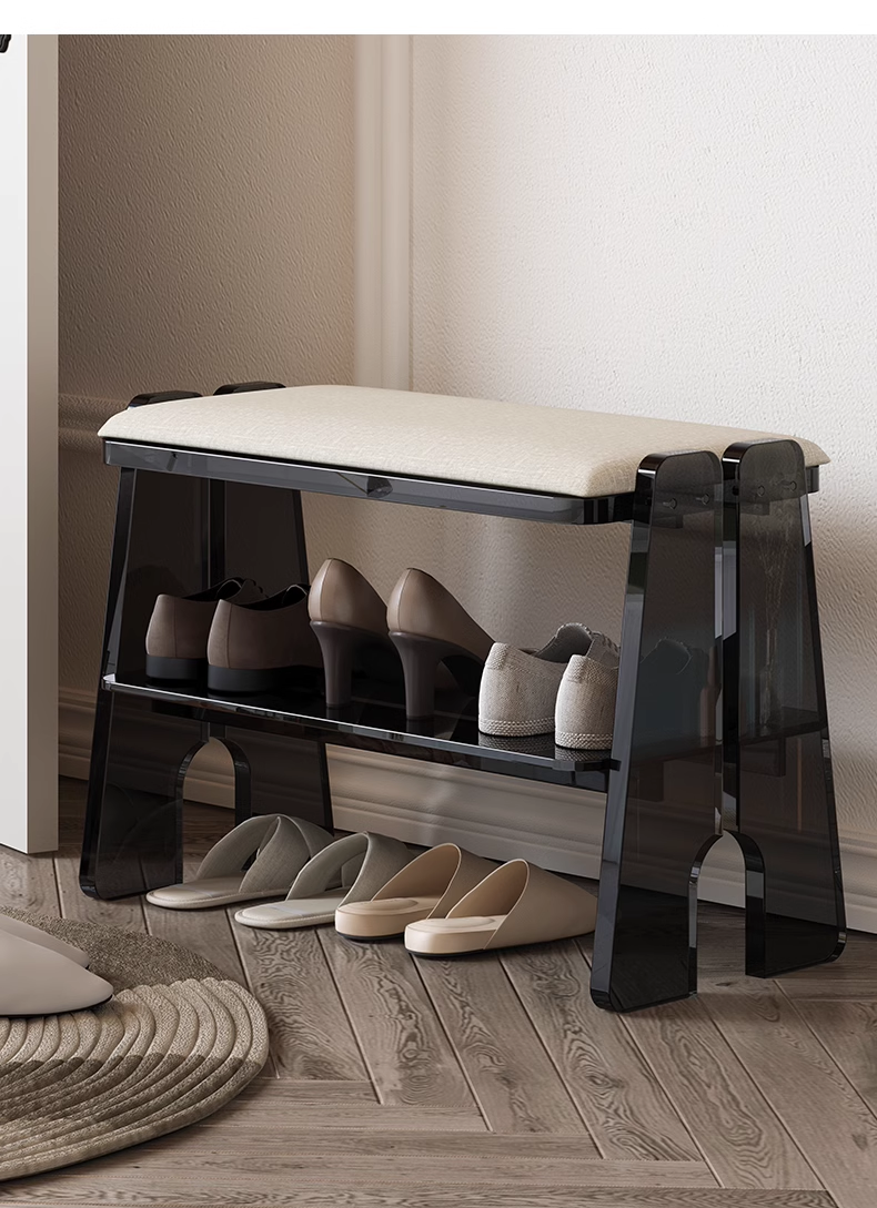 YISILE Ingenious Acrylic Shoe Bench | 18cm Ergonomic Entryway Storage Stool