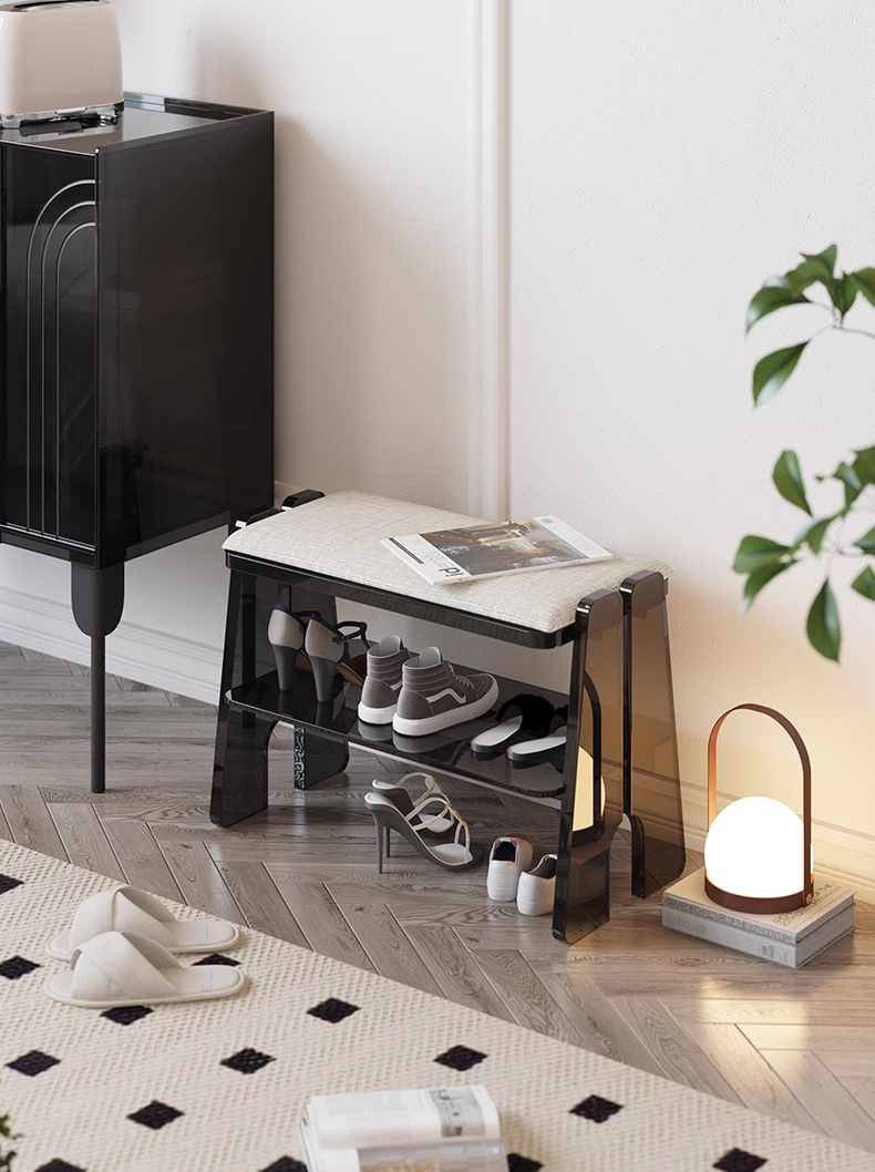 YISILE Ingenious Acrylic Shoe Bench | 18cm Ergonomic Entryway Storage Stool