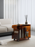 YISILE London Bus Acrylic Bar Cart | Rolling 2-Tier Luxury Beverage Trolley