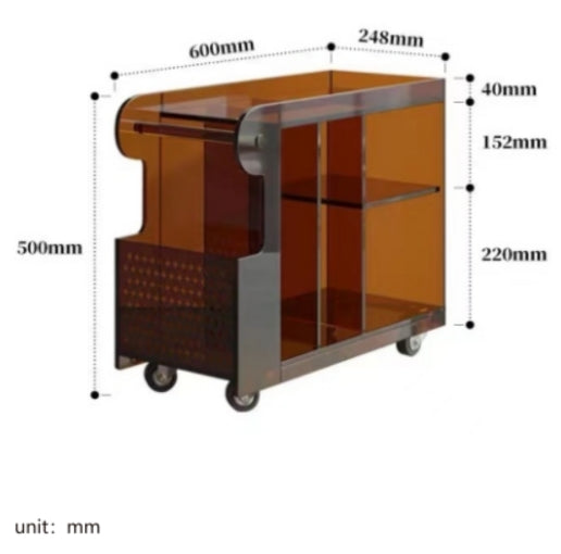 YISILE London Bus Acrylic Bar Cart | Rolling 2-Tier Luxury Beverage Trolley