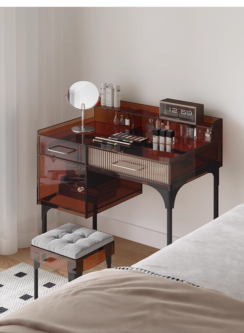YISILE Loulan Amber Acrylic Vanity Tower | Vertical Space-Saving Beauty Station