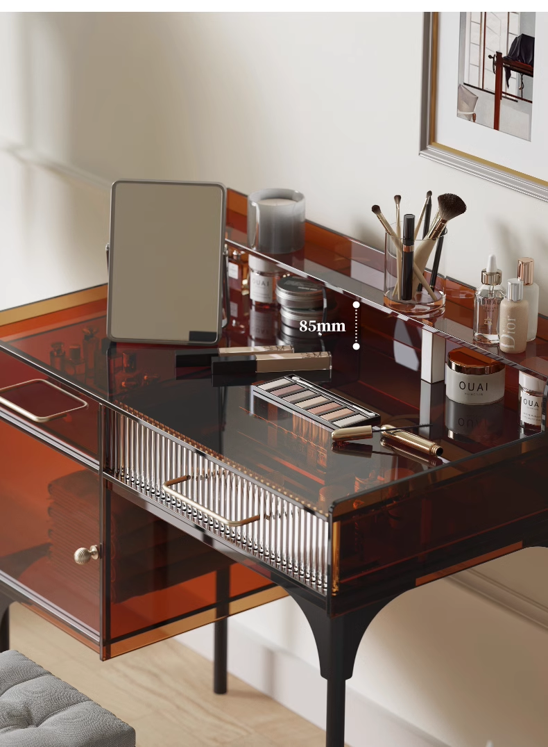 YISILE Loulan Amber Acrylic Vanity Tower | Vertical Space-Saving Beauty Station