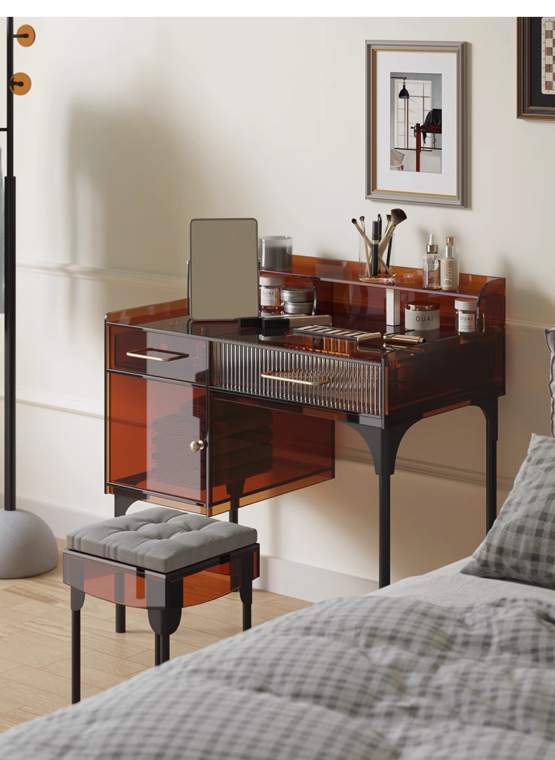 YISILE Loulan Amber Acrylic Vanity Tower | Vertical Space-Saving Beauty Station