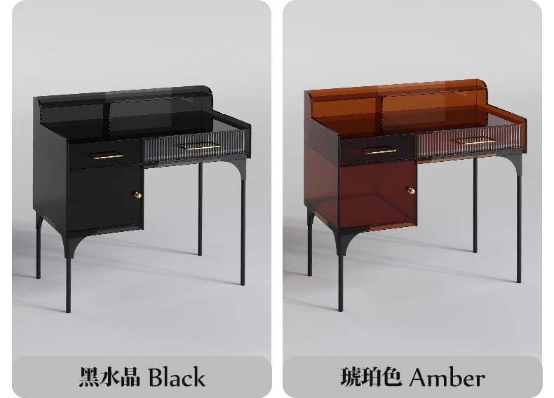 YISILE Loulan Amber Acrylic Vanity Tower | Vertical Space-Saving Beauty Station