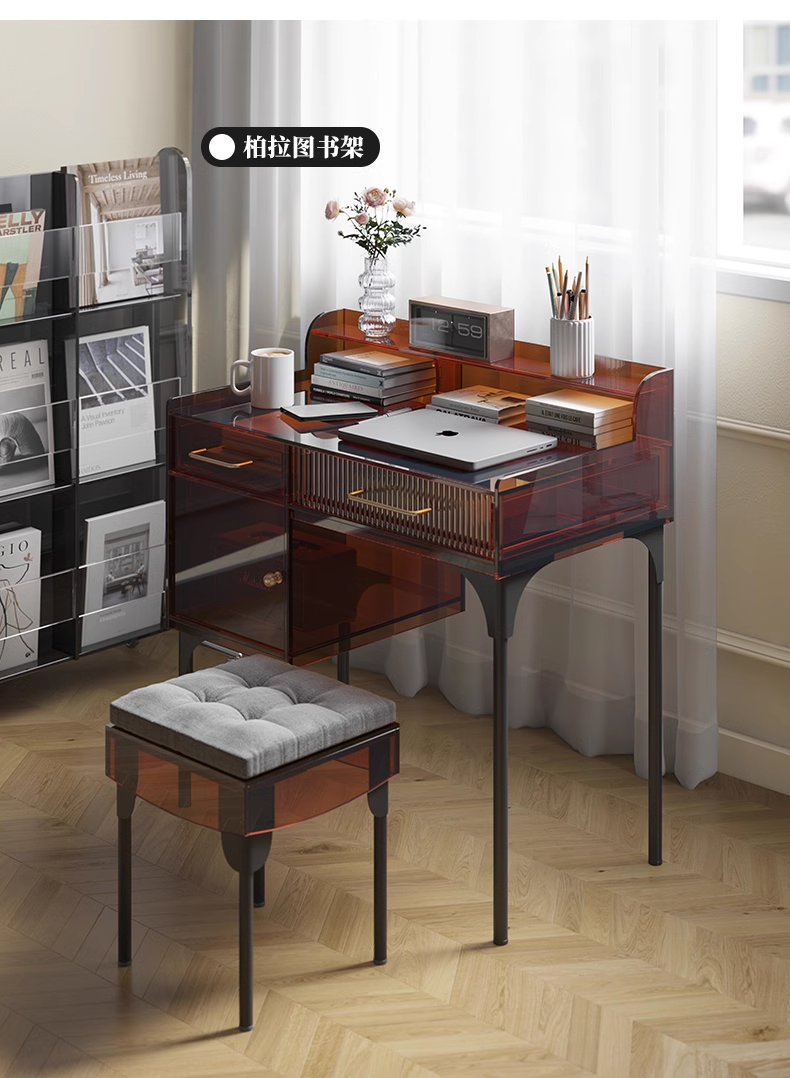 YISILE Loulan Amber Acrylic Vanity Tower | Vertical Space-Saving Beauty Station