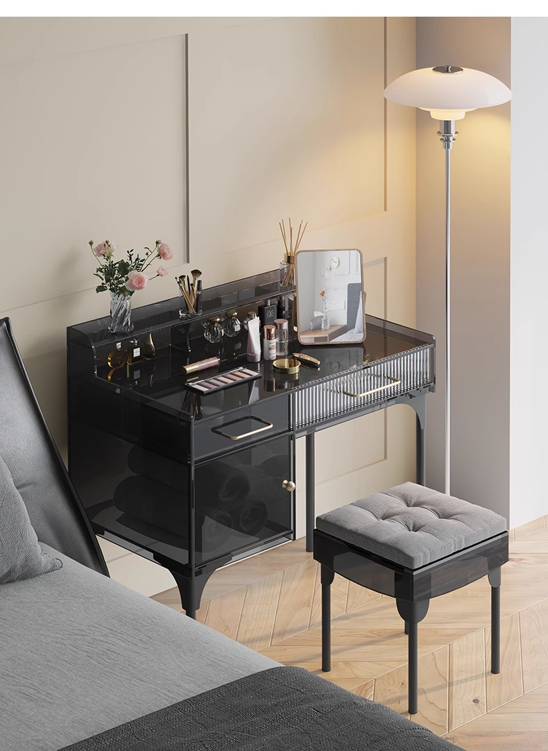 YISILE Loulan Amber Acrylic Vanity Tower | Vertical Space-Saving Beauty Station