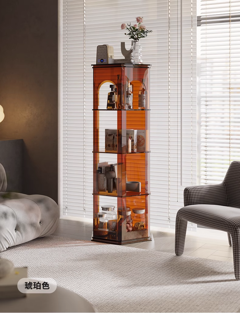 YISILE Ludwig Hexagonal Acrylic Accent Cabinet | Fairy-Tale Architectural Pillar