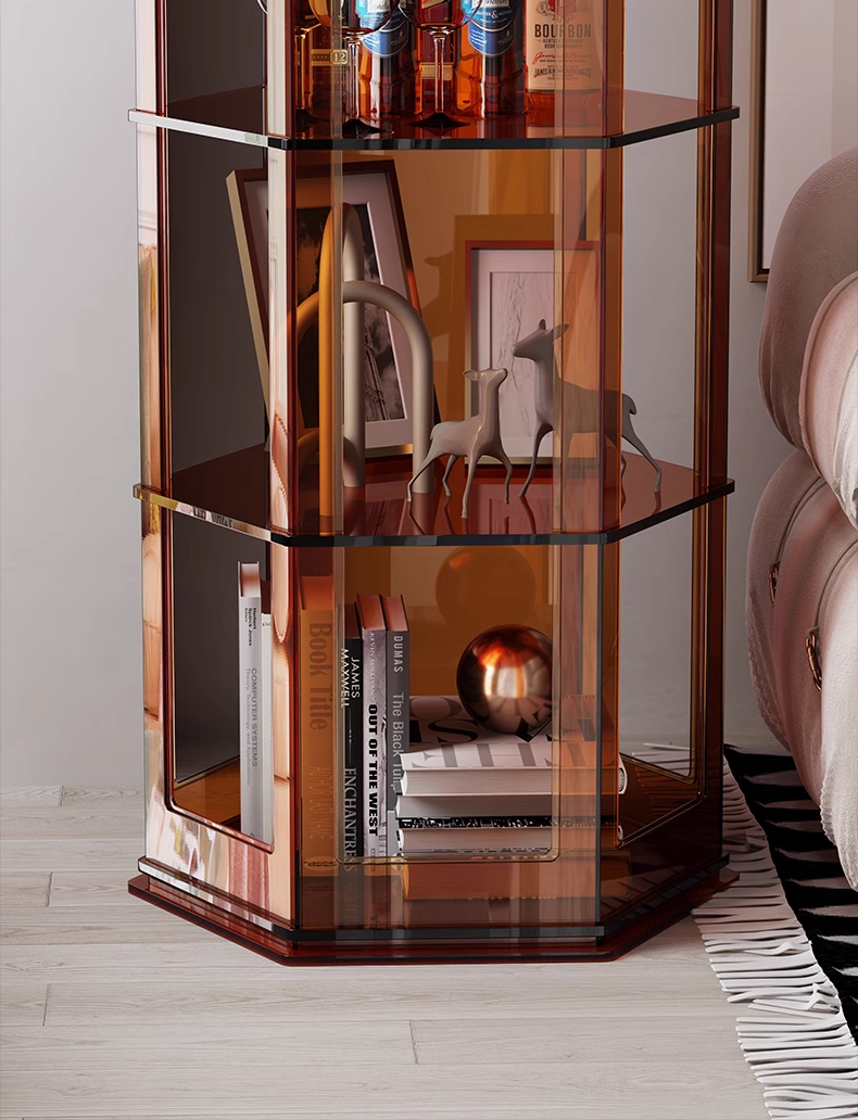YISILE Ludwig Hexagonal Acrylic Accent Cabinet | Fairy-Tale Architectural Pillar