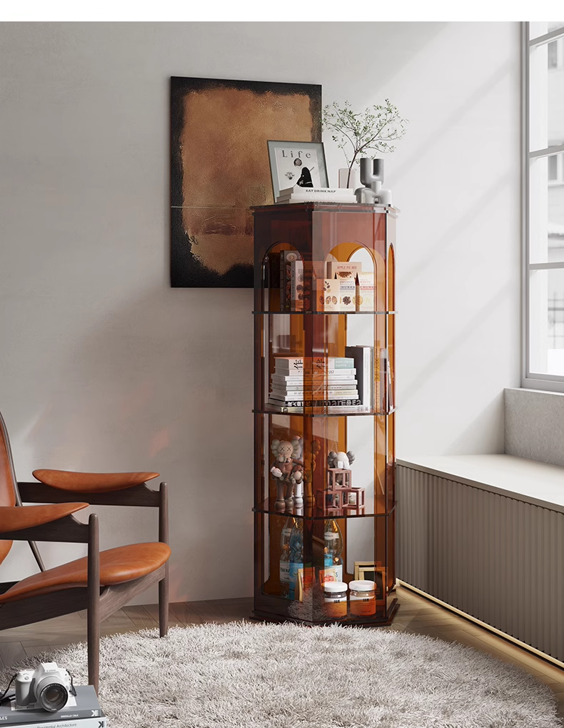 YISILE Ludwig Hexagonal Acrylic Accent Cabinet | Fairy-Tale Architectural Pillar