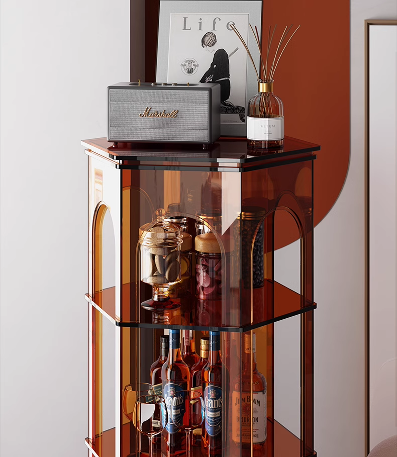 YISILE Ludwig Hexagonal Acrylic Accent Cabinet | Fairy-Tale Architectural Pillar