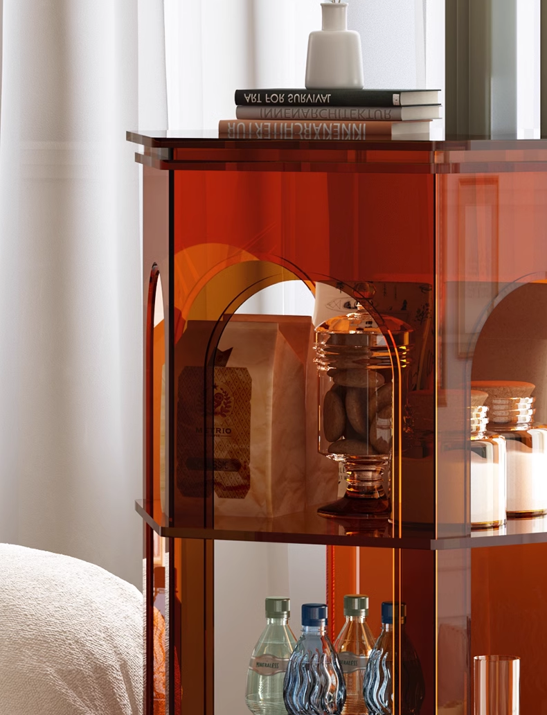YISILE Ludwig Hexagonal Acrylic Accent Cabinet | Fairy-Tale Architectural Pillar
