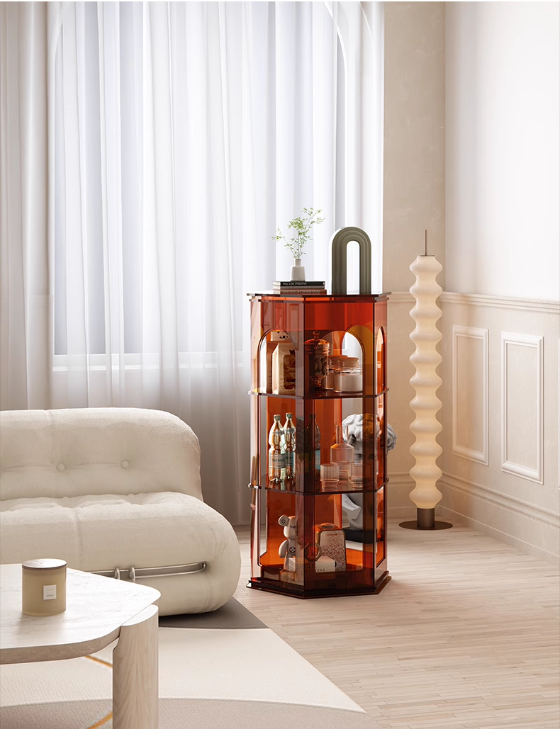YISILE Ludwig Hexagonal Acrylic Accent Cabinet | Fairy-Tale Architectural Pillar