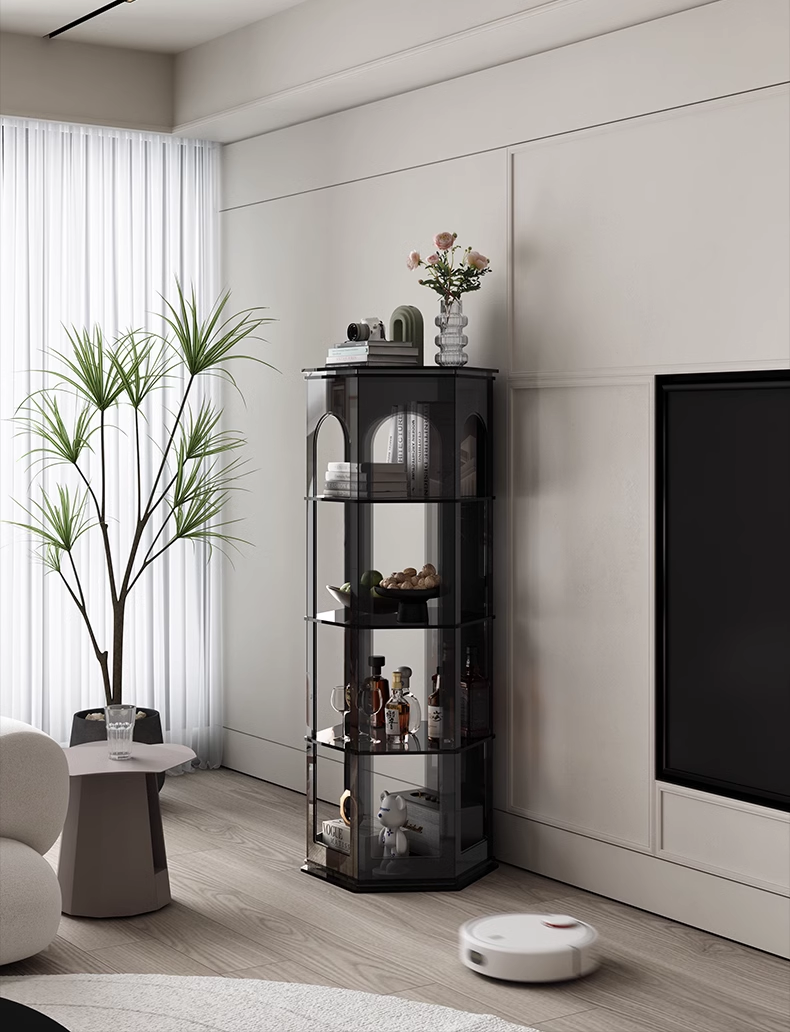YISILE Ludwig Hexagonal Acrylic Accent Cabinet | Fairy-Tale Architectural Pillar