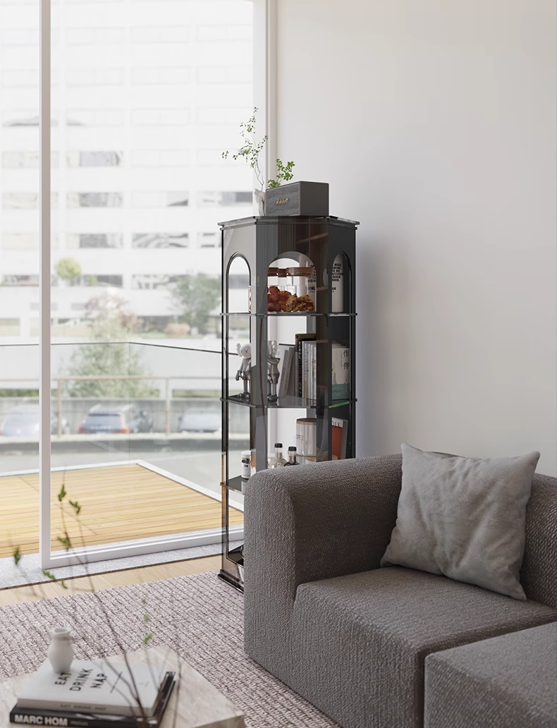 YISILE Ludwig Hexagonal Acrylic Accent Cabinet | Fairy-Tale Architectural Pillar