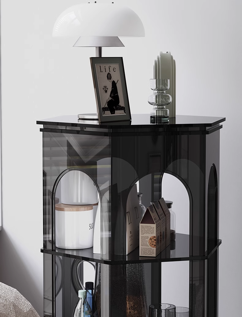 YISILE Ludwig Hexagonal Acrylic Accent Cabinet | Fairy-Tale Architectural Pillar
