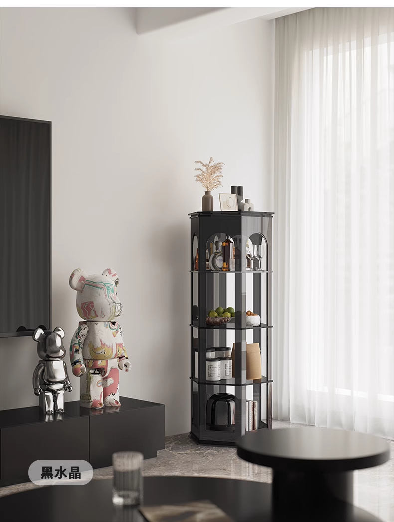 YISILE Ludwig Hexagonal Acrylic Accent Cabinet | Fairy-Tale Architectural Pillar