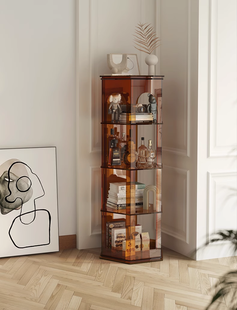 YISILE Ludwig Hexagonal Acrylic Accent Cabinet | Fairy-Tale Architectural Pillar