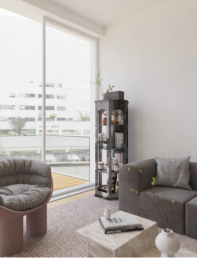 YISILE Ludwig Hexagonal Acrylic Accent Cabinet | Fairy-Tale Architectural Pillar