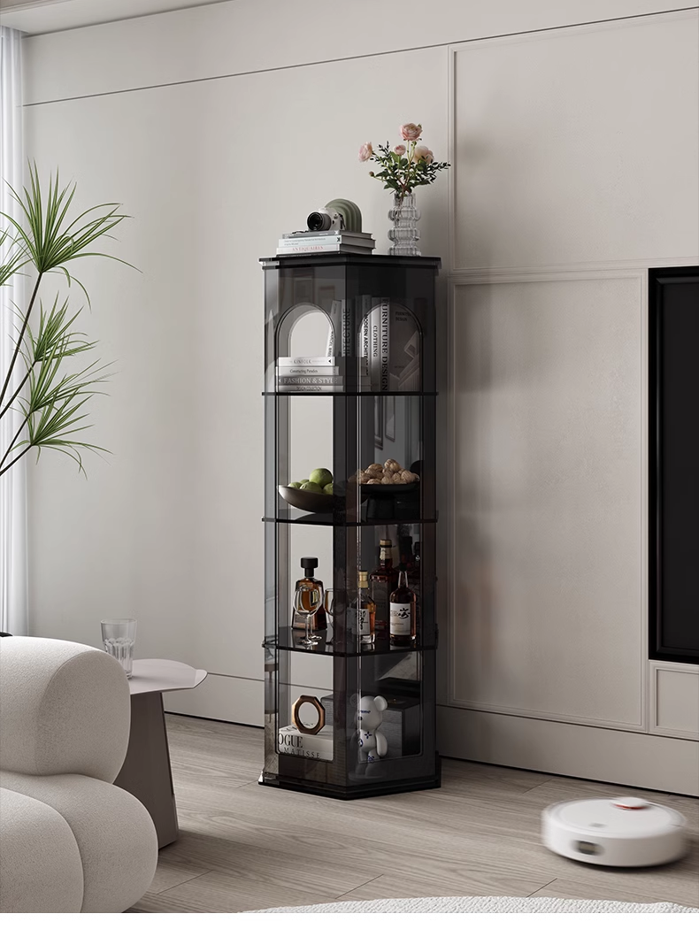 YISILE Ludwig Hexagonal Acrylic Accent Cabinet | Fairy-Tale Architectural Pillar