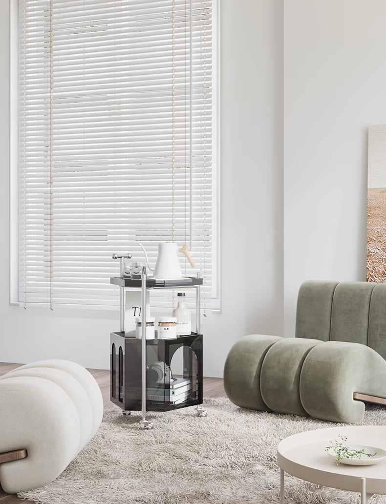 YISILE Monica Luxury Acrylic Cart Side Table | Vintage Hexagonal Rolling Tier