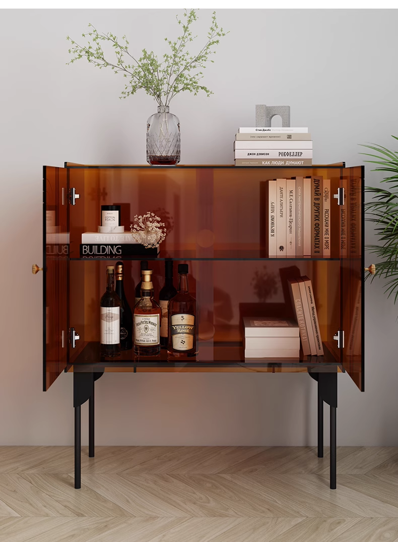 YISILE Peninsula Curved Acrylic Sideboard | Piano-Inspired Luxury Buffet