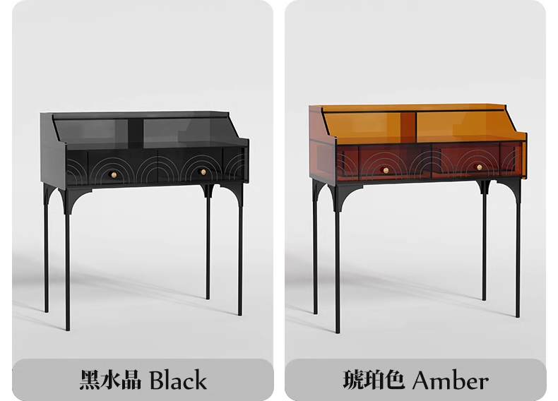 YISILE Peninsula Acrylic Vanity Set | 1m² Piano-Style Makeup Dressing Table