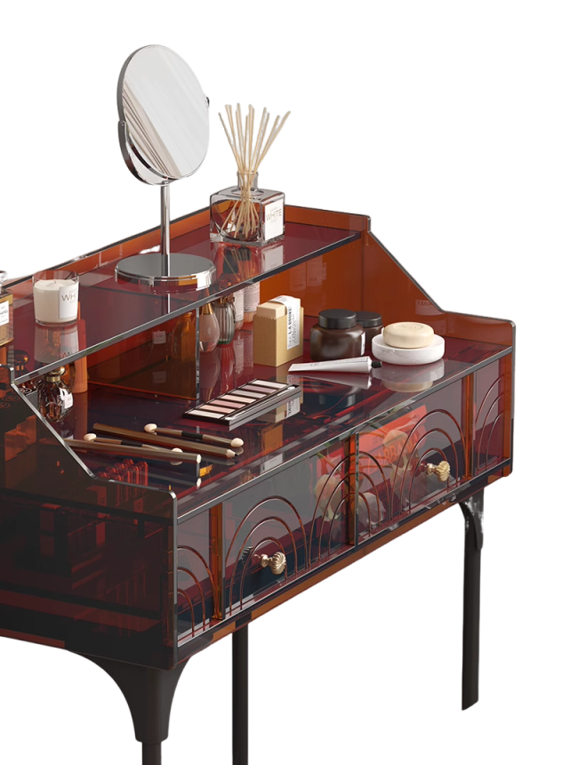 YISILE Peninsula Acrylic Vanity Set | 1m² Piano-Style Makeup Dressing Table