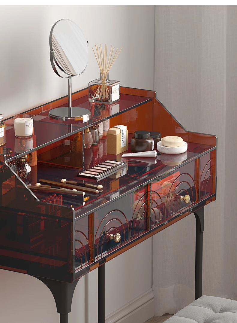 YISILE Peninsula Acrylic Vanity Set | 1m² Piano-Style Makeup Dressing Table