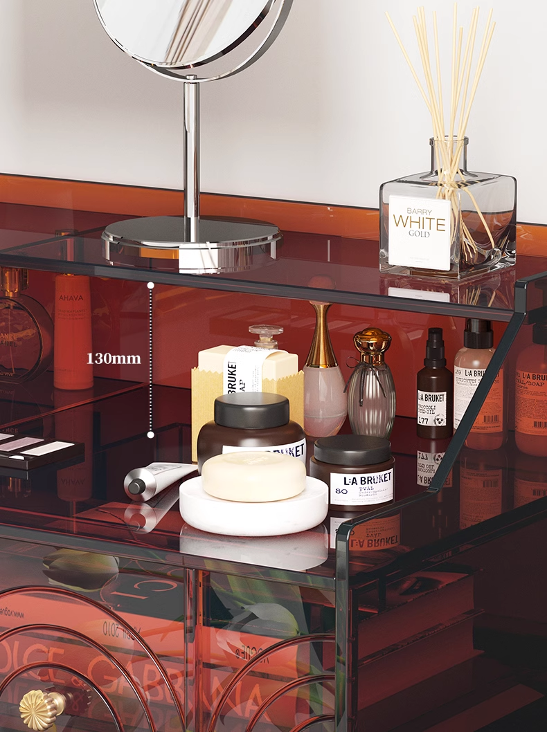 YISILE Peninsula Acrylic Vanity Set | 1m² Piano-Style Makeup Dressing Table