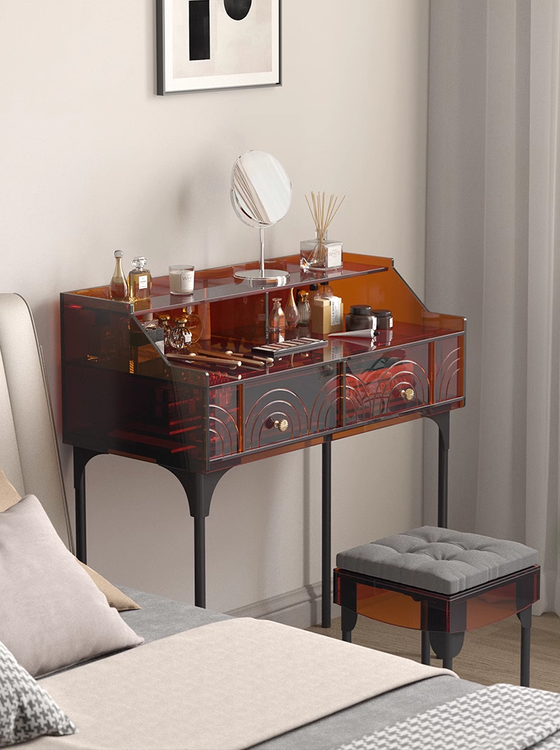 YISILE Peninsula Acrylic Vanity Set | 1m² Piano-Style Makeup Dressing Table