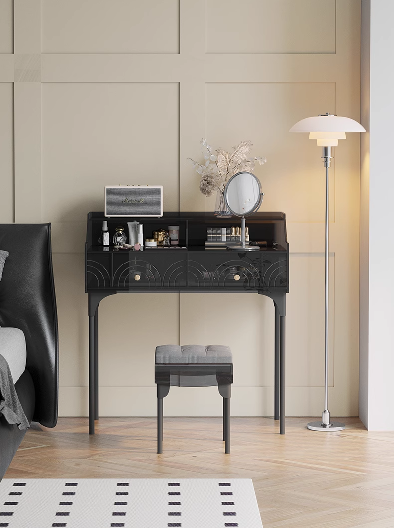 YISILE Peninsula Acrylic Vanity Set | 1m² Piano-Style Makeup Dressing Table