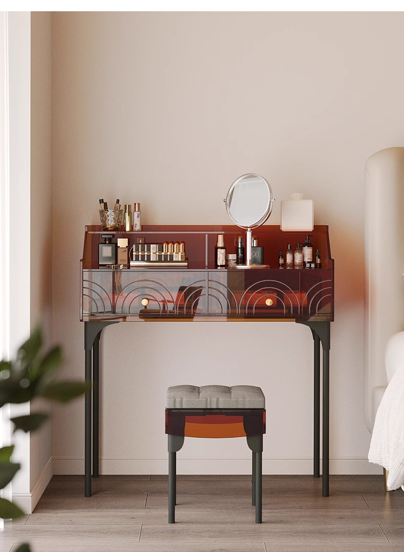 YISILE Peninsula Acrylic Vanity Set | 1m² Piano-Style Makeup Dressing Table