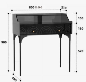 YISILE Peninsula Acrylic Vanity Set | 1m² Piano-Style Makeup Dressing Table