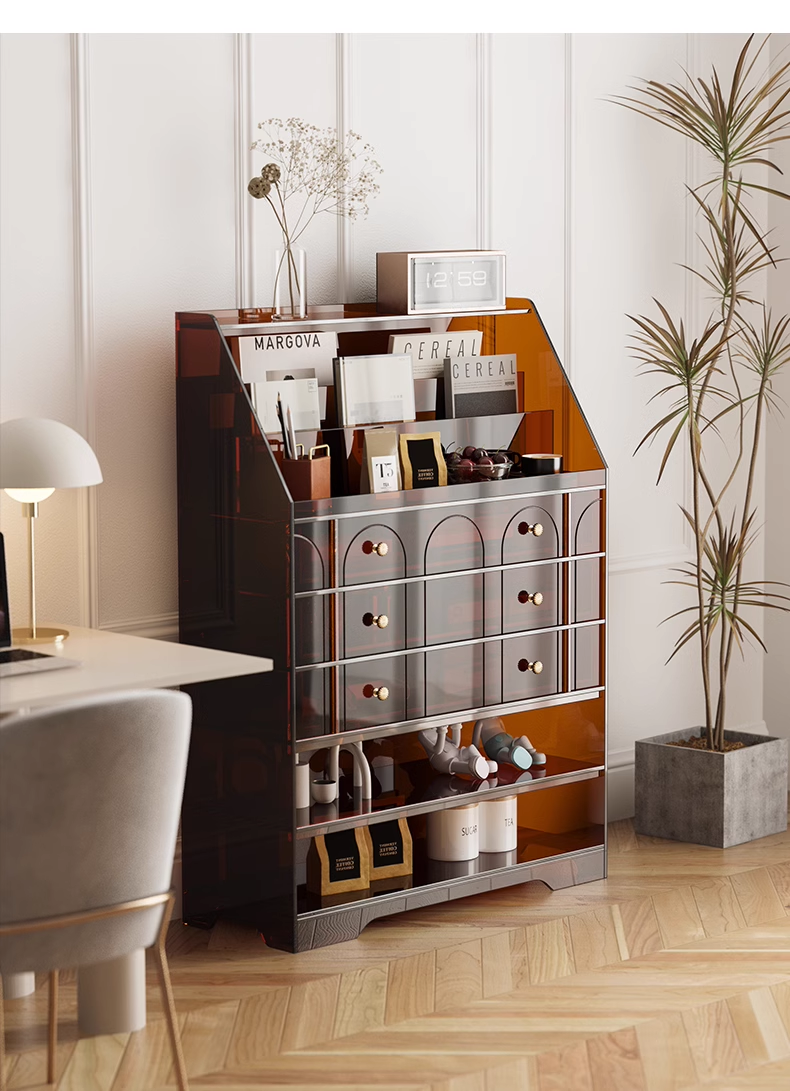 YISILE Princess Room Acrylic Sideboard | 9-Layer Compact Luxury Organizer