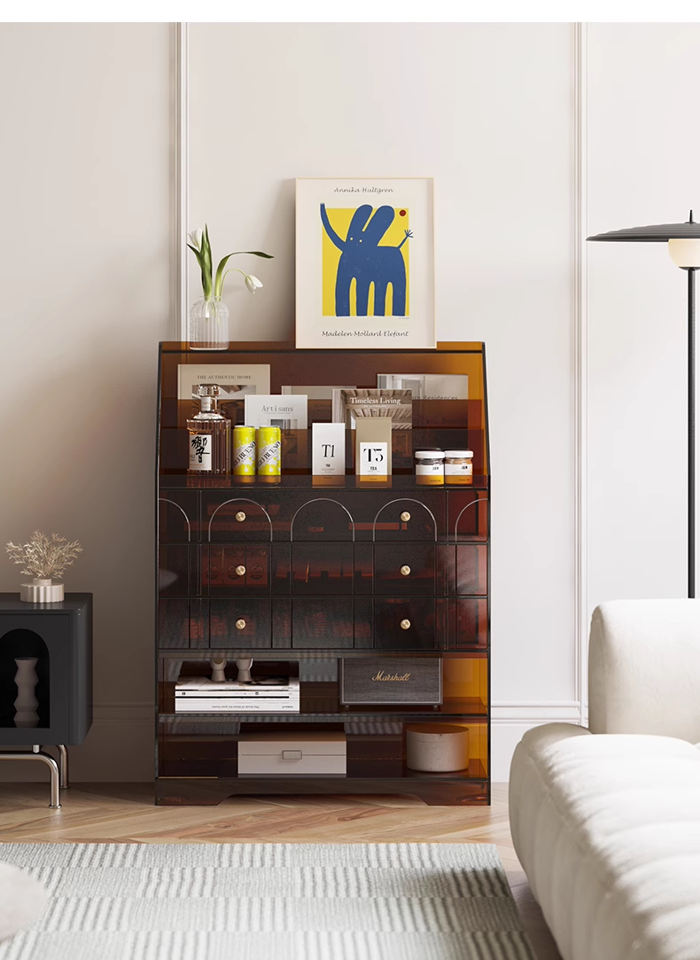 YISILE Princess Room Acrylic Sideboard | 9-Layer Compact Luxury Organizer