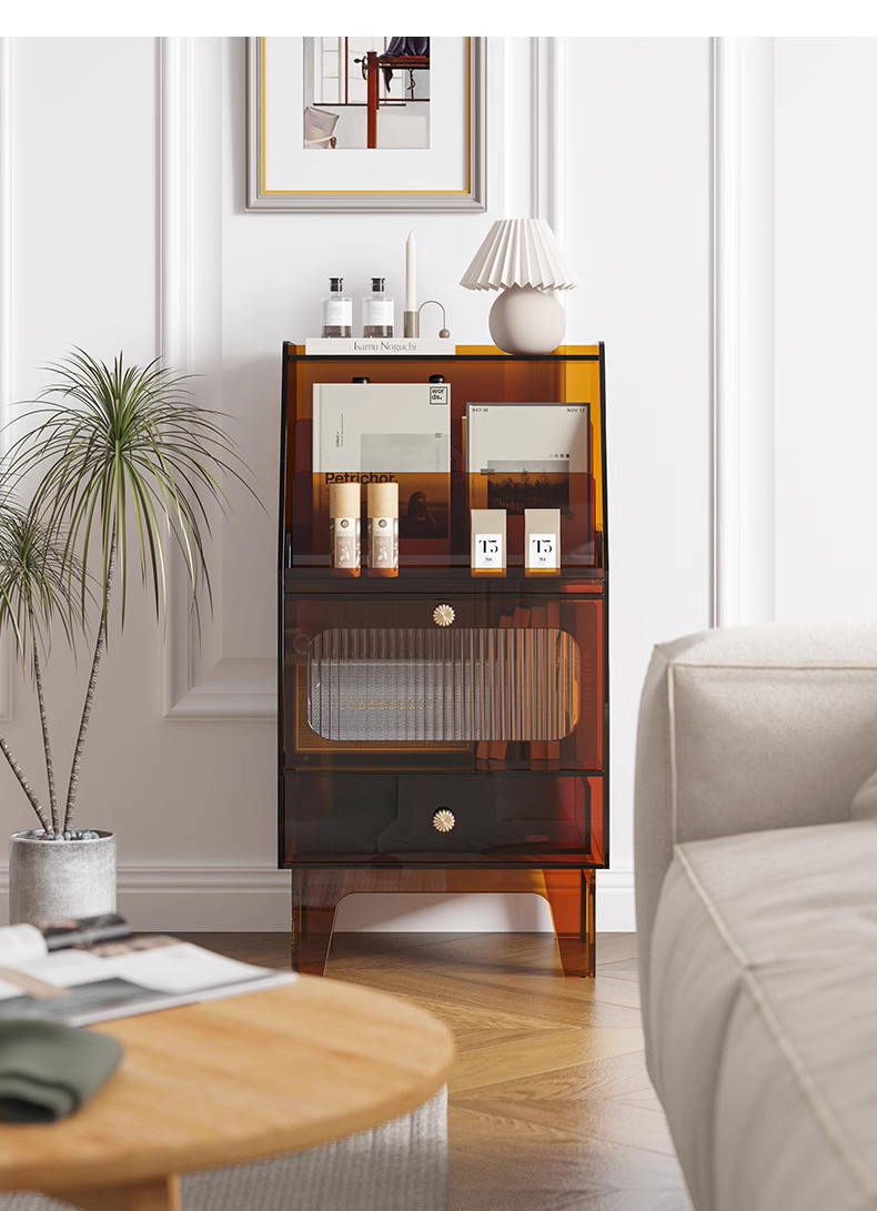 YISILE Quartet Luxury Acrylic Sideboard | Modernist Geometric Buffet Console