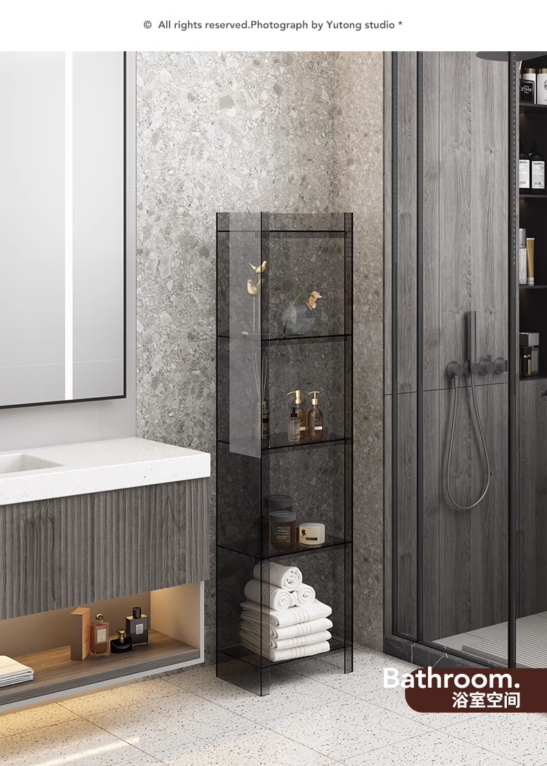 YISILE Rainbow Floor Luxury Acrylic Multifunctional Shelf | Ultra-Capacity Skincare Tower