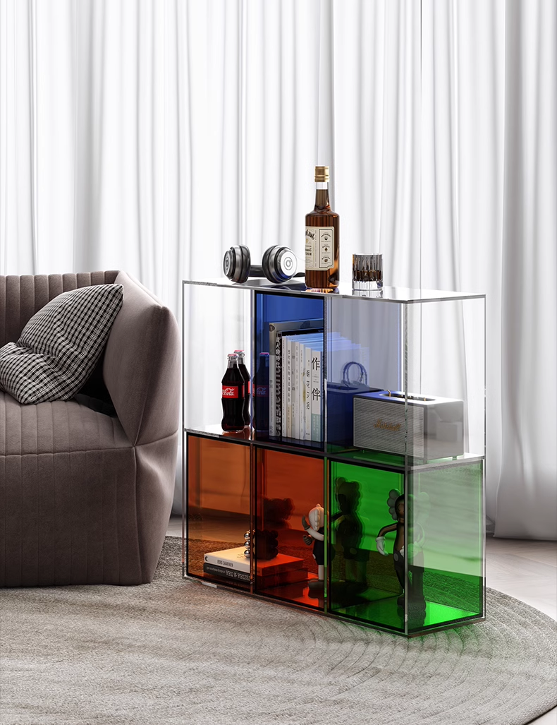 YISILE Rainbow Series Luxury Acrylic Floor Shelf | Iridescent Multi-Tier Rack