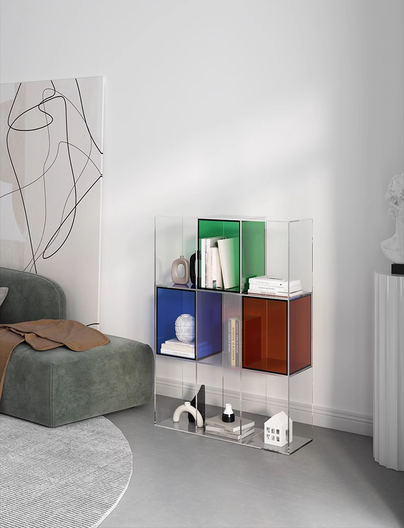 YISILE Rainbow Series Luxury Acrylic Floor Shelf | Iridescent Multi-Tier Rack