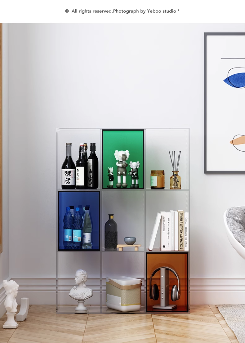 YISILE Rainbow Series Luxury Acrylic Floor Shelf | Iridescent Multi-Tier Rack
