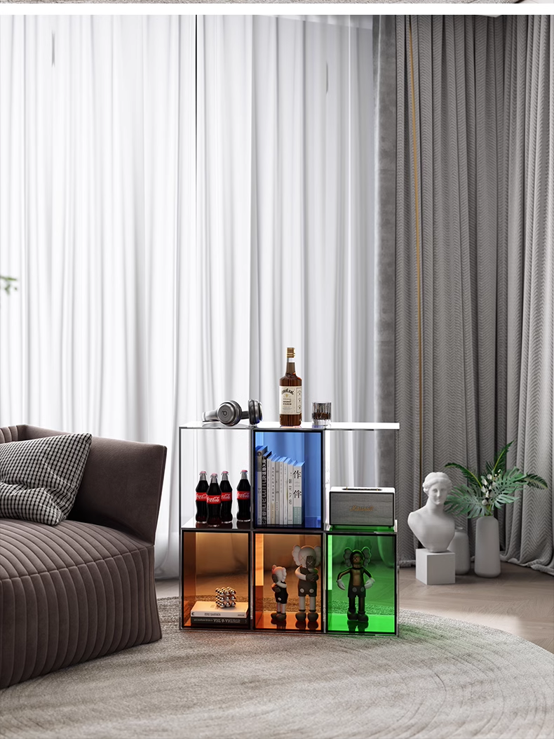 YISILE Rainbow Series Luxury Acrylic Floor Shelf | Iridescent Multi-Tier Rack