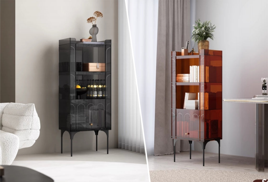 YISILE Streaming Acrylic Floating Bookcase | Luxury Light-Reflecting Display