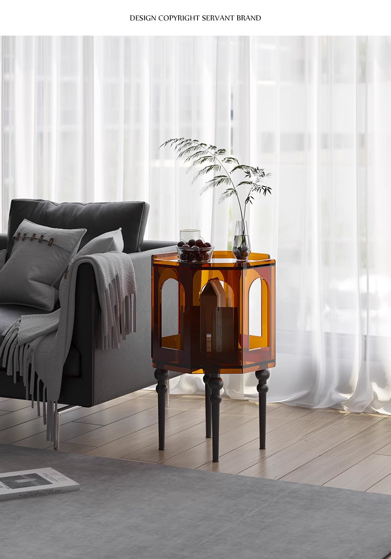 YISILE Tripoli Architectural Acrylic End Table | Roman Arch Luxury Nightstand