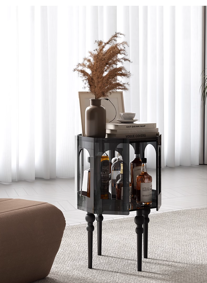 YISILE Tripoli Architectural Acrylic End Table | Roman Arch Luxury Nightstand