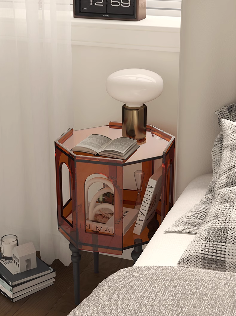 YISILE Tripoli Architectural Acrylic End Table | Roman Arch Luxury Nightstand