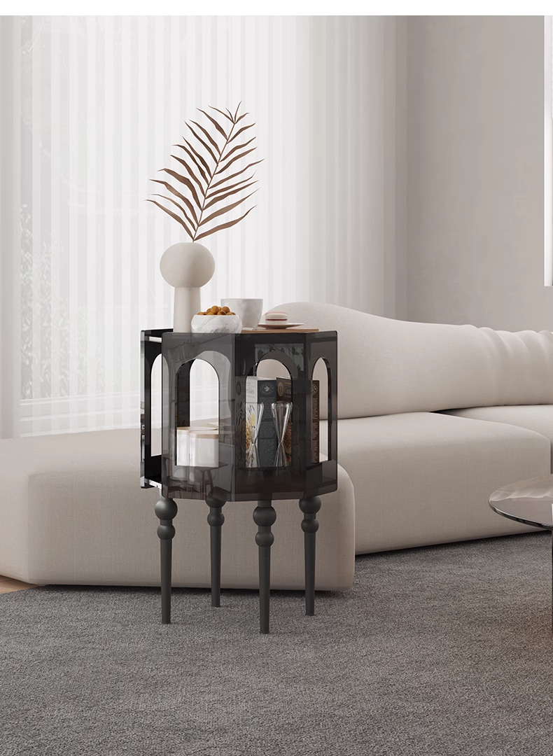 YISILE Tripoli Architectural Acrylic End Table | Roman Arch Luxury Nightstand